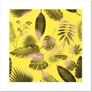 Yellow hawaiian tropical pattern Posters and Art